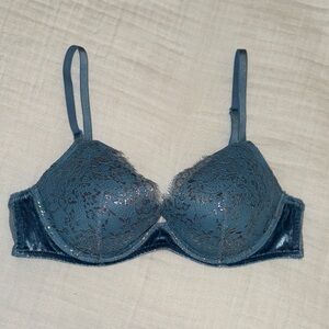 Victorias Secret very sexy lightly lined shimmery lace blue bra